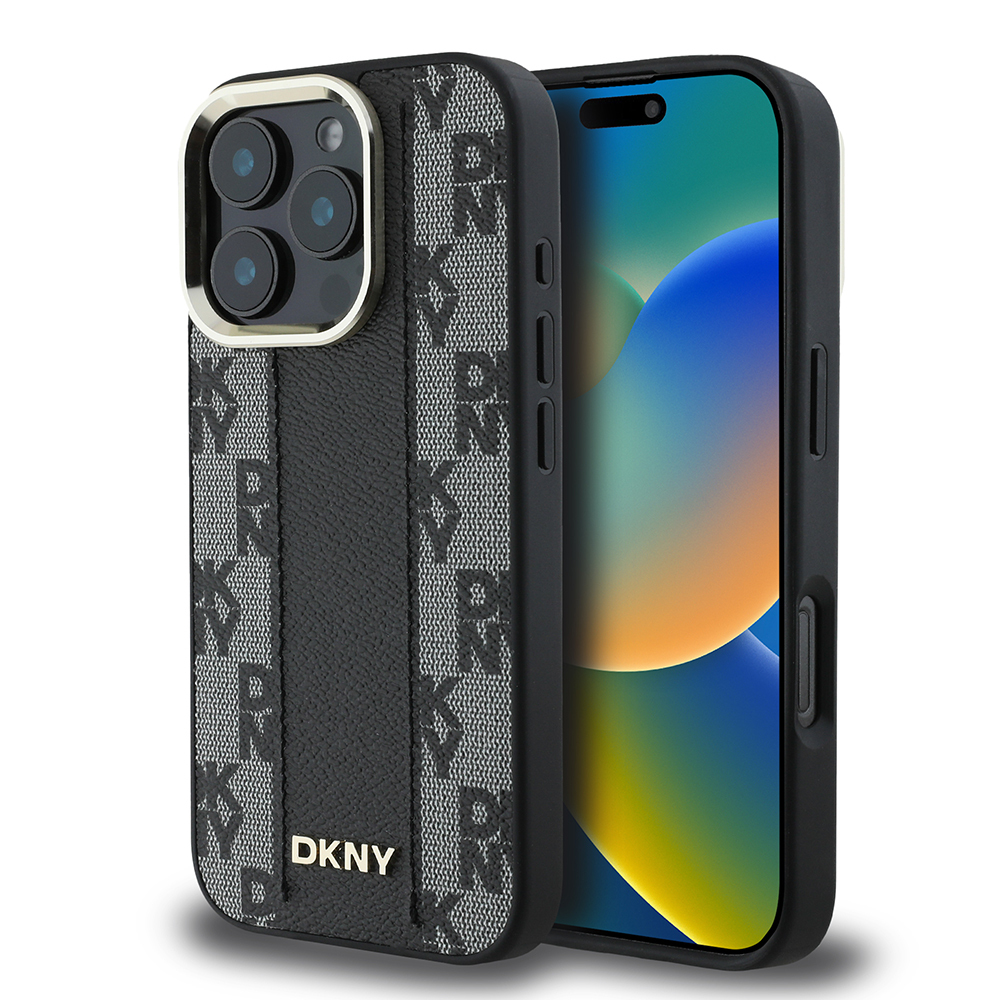 Apple iPhone 16 Pro Uyumlu Kılıf DKNY Orjinal Lisanslı M-safe Şarj Özellikli 3D Yazılı Checkered Pattern Kapak