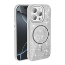 Apple iPhone 15 Pro Uyumlu Kılıf M-safe Şarj Özellikli Parlayan Simli Zore Okso Kapak