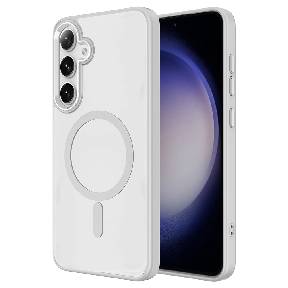 Samsung Galaxy S25 Uyumlu Kılıf M-safe Şarj Özellikli Zore Krom M-safe Silikon Kapak