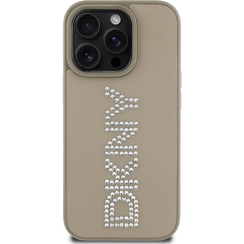 Apple iPhone 14 Pro Max Uyumlu Kılıf DKNY Orjinal Lisanslı Taşlı DKNY Yazılı Metalik Rhinestones PU Deri Kapak