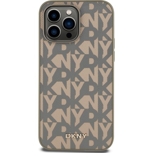 Apple iPhone 14 Pro Max Uyumlu Kılıf DKNY Orjinal Lisanslı M-safe Şarj Özellikli 3D Yazılı Grid Pattern Kapak