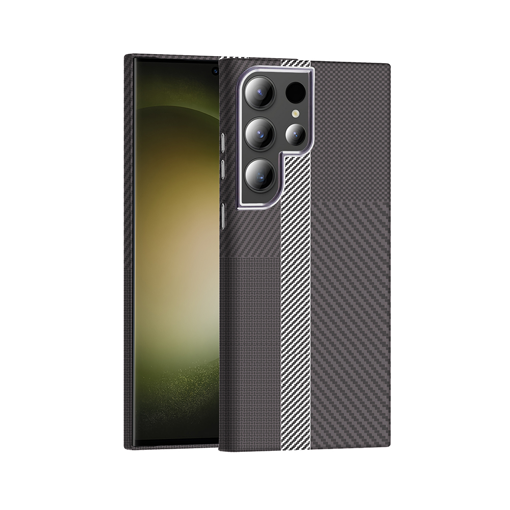 Samsung Galaxy S24 Ultra Uyumlu Kılıf M-safe Şarj Özellikli Karbon Fiber Görünümlü Zore Gros Kapak