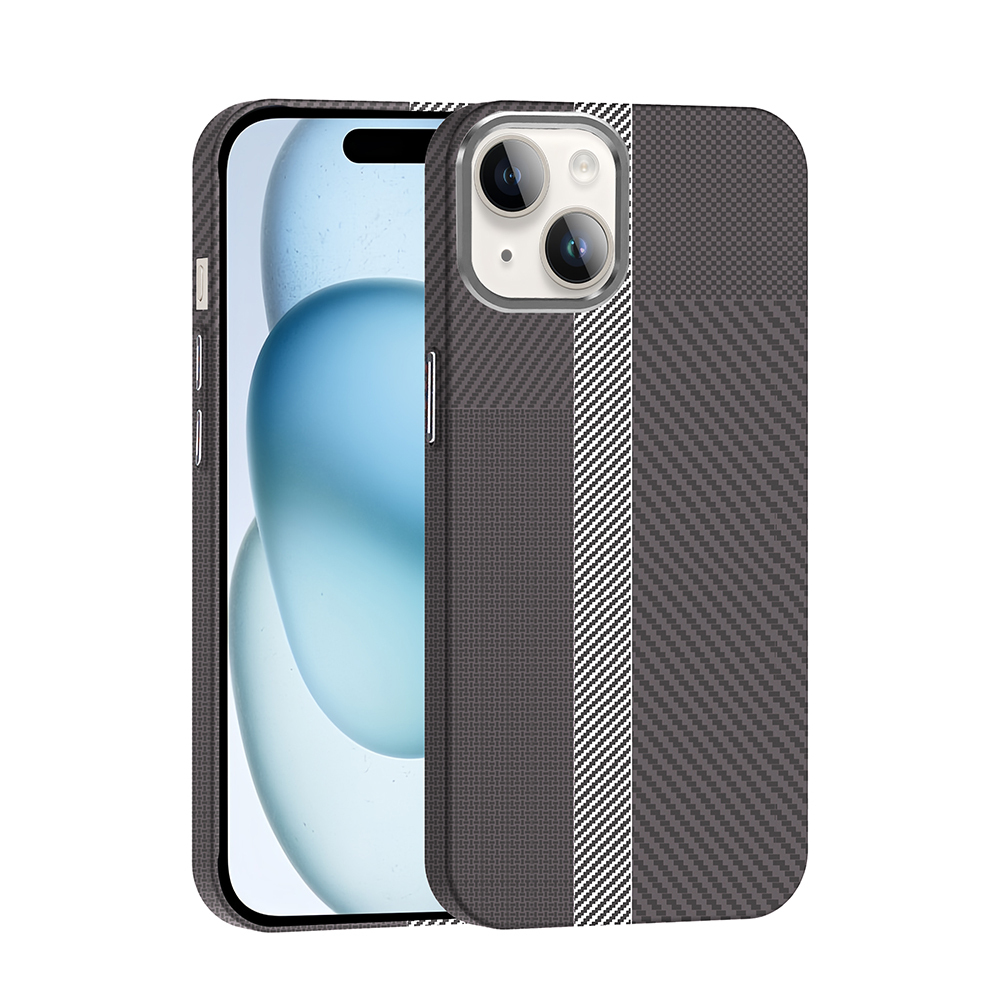 Apple iPhone 13 Uyumlu Kılıf M-safe Şarj Özellikli Karbon Fiber Görünümlü Zore Gros Kapak