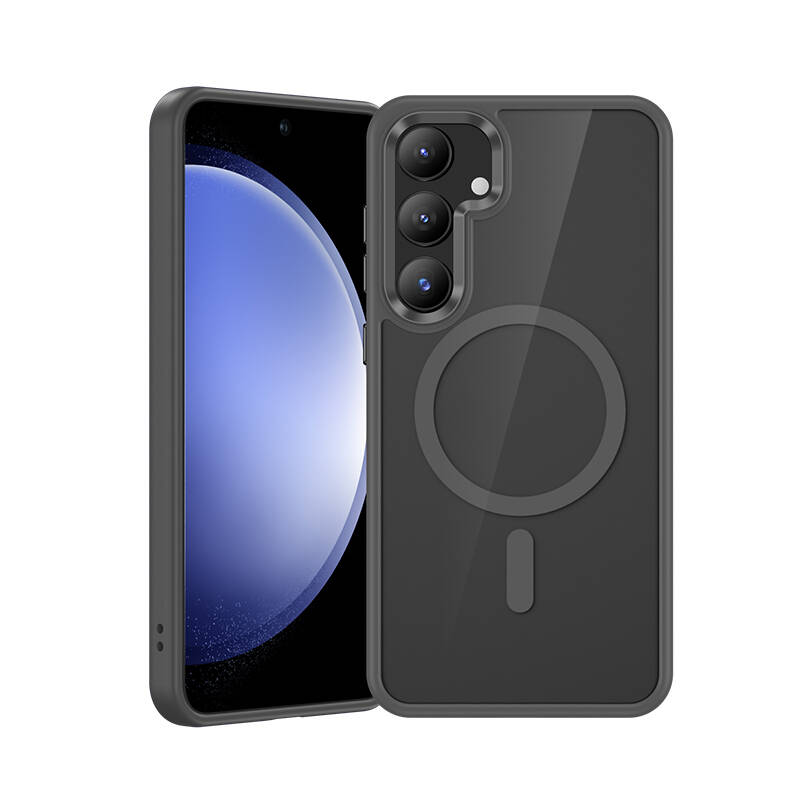 Samsung Galaxy S25 Plus Uyumlu Kılıf M-safe Şarj Özellikli Şeffaf Arka Yüzey Benks MagClap TPU Çerçeve Kapak