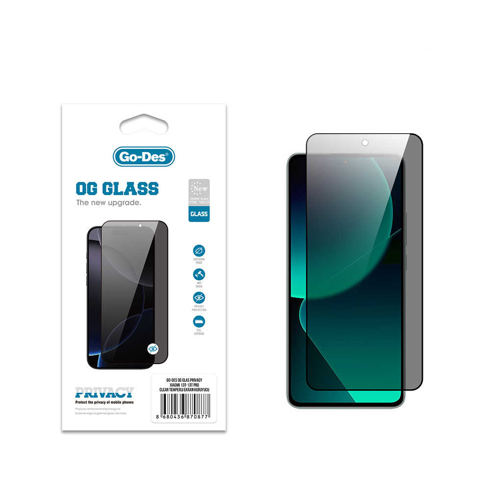 Xiaomi Mi 13T Uyumlu Go Des OG Glass Privacy Antistatik Temperli Cam Ekran Koruyucu