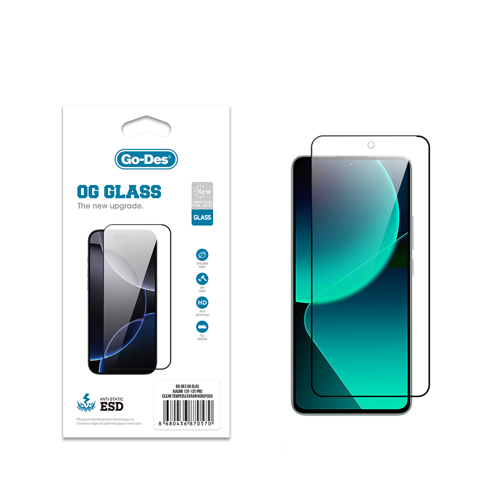 Xiaomi Mi 13T Pro Uyumlu Go Des OG Glass Antistatik Temperli Cam Ekran Koruyucu