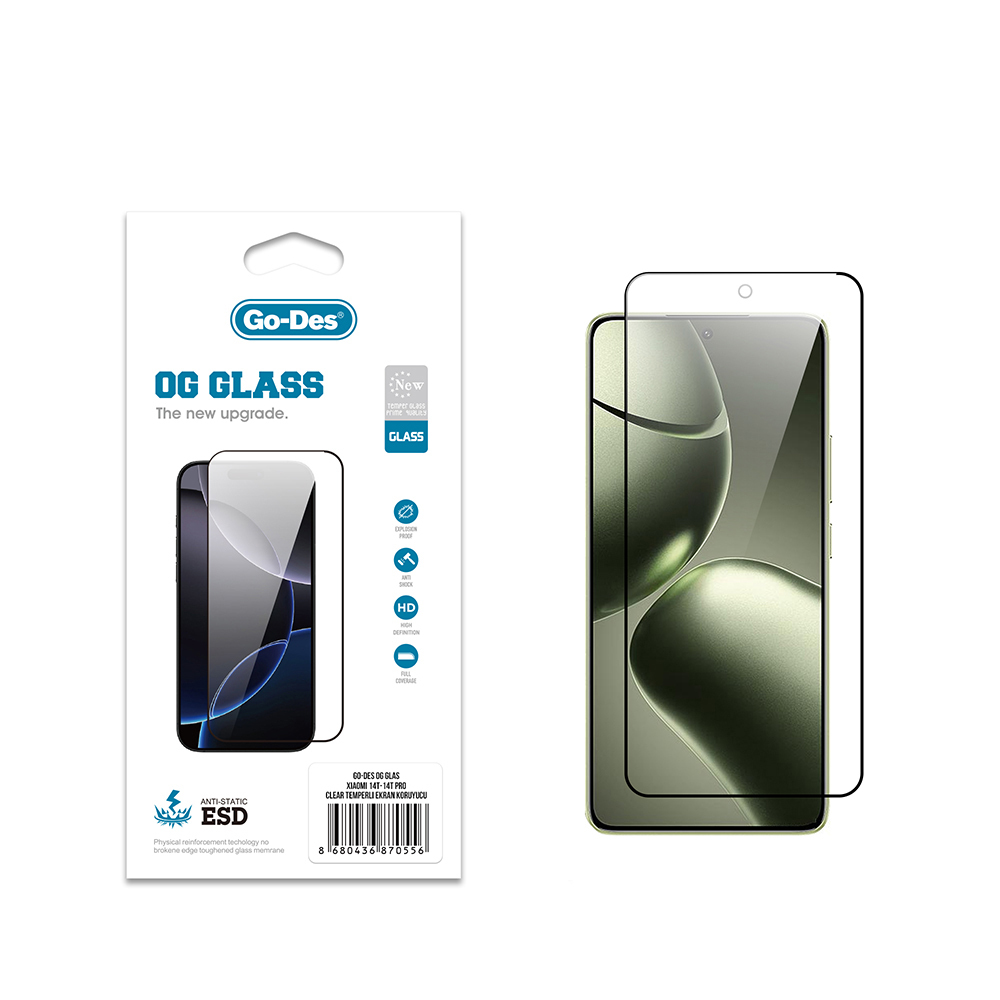 Xiaomi 14T Pro Uyumlu Go Des OG Glass Antistatik Temperli Cam Ekran Koruyucu