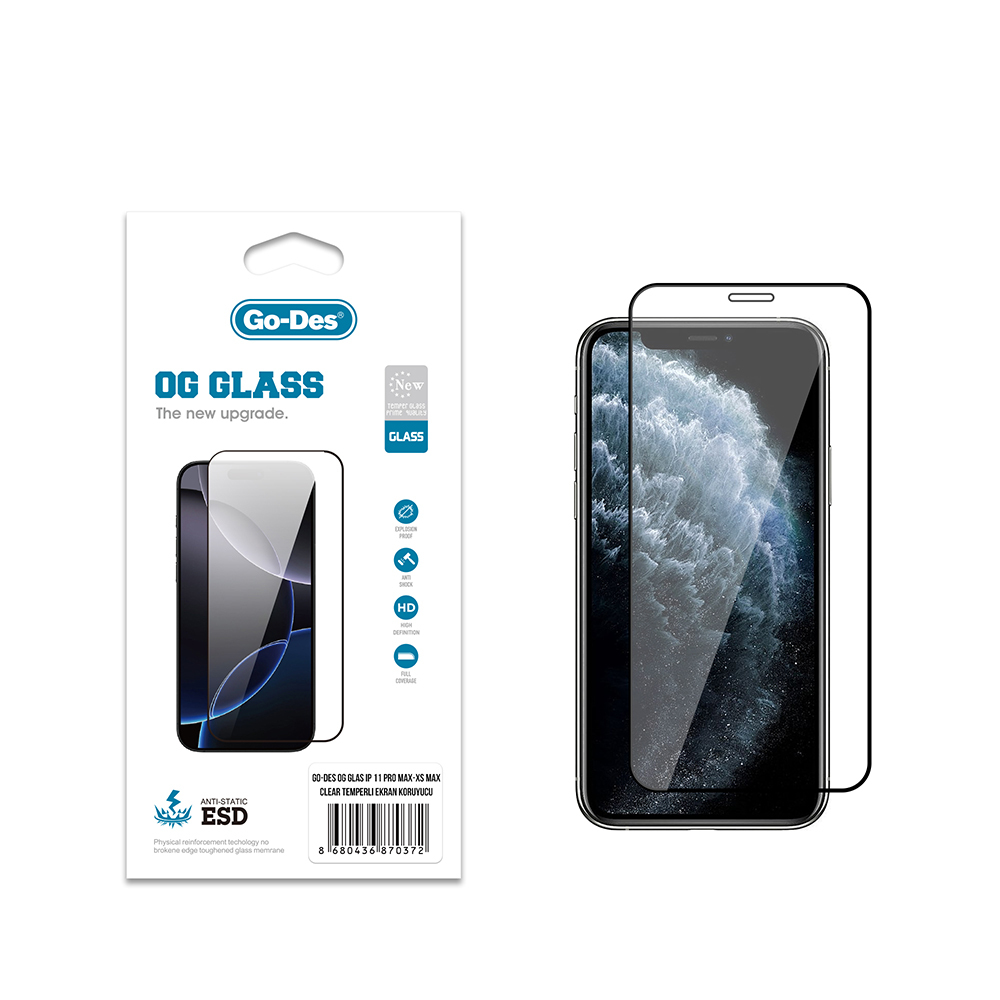 Apple iPhone XS Max Uyumlu Go Des OG Glass Antistatik Temperli Cam Ekran Koruyucu