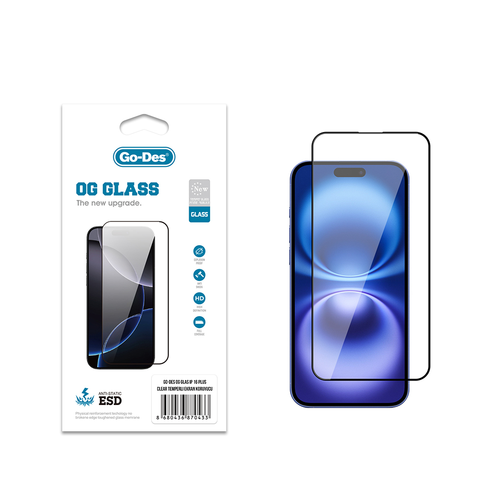 Apple iPhone 16 Plus Uyumlu Go Des OG Glass Antistatik Temperli Cam Ekran Koruyucu