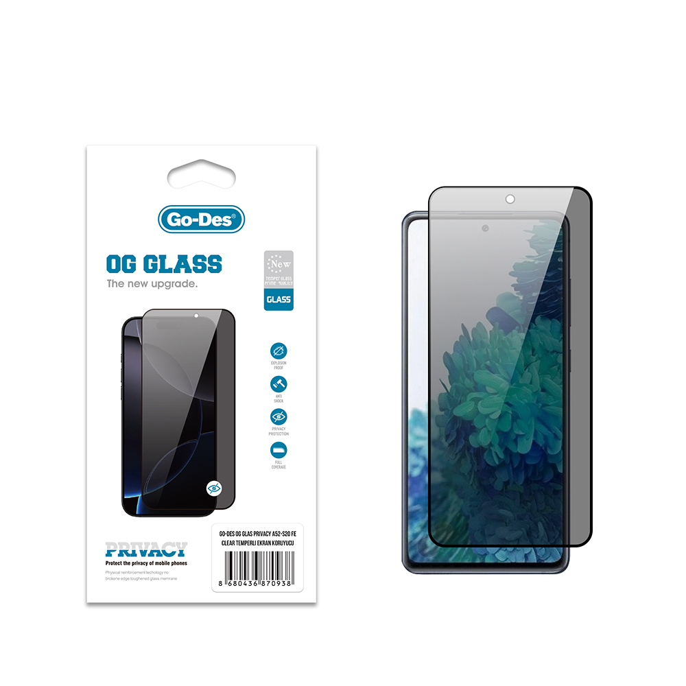 Samsung Galaxy A52 Uyumlu Go Des OG Glass Privacy Antistatik Temperli Cam Ekran Koruyucu