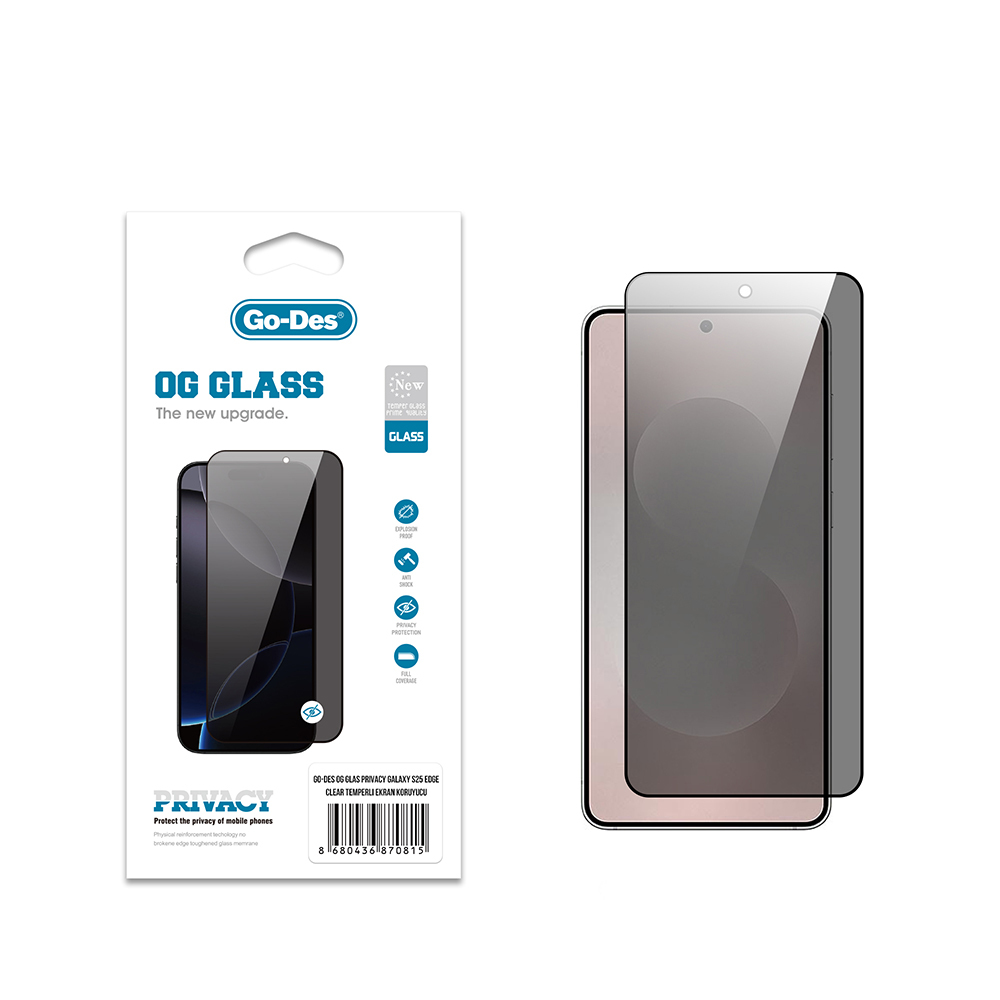 Samsung Galaxy S25 Edge Uyumlu Go Des OG Glass Privacy Antistatik Temperli Cam Ekran Koruyucu