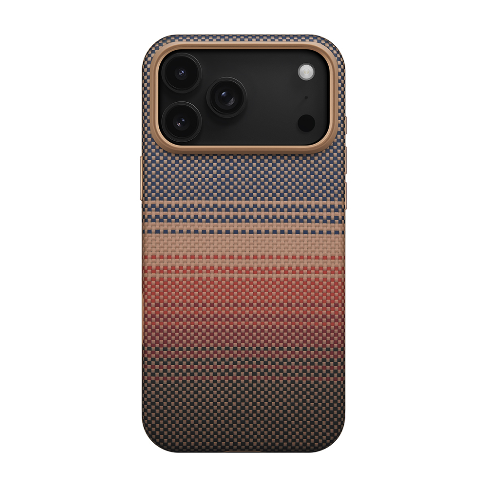 Apple iPhone 17 Pro Max Kılıf M-safe Şarj Özellikli Aramid Fiber Pitaka Military-Grade Sunset-Moonrise Serisi Sunset Kapak
