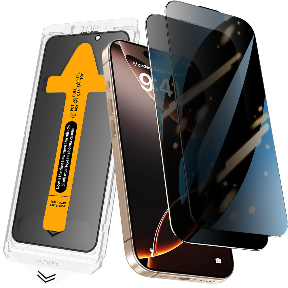 Apple iPhone 13 Uyumlu Zore 2.5D Oliv Privacy Temperli Cam Ekran Koruyucu + Kolay Uygulama Aparatı