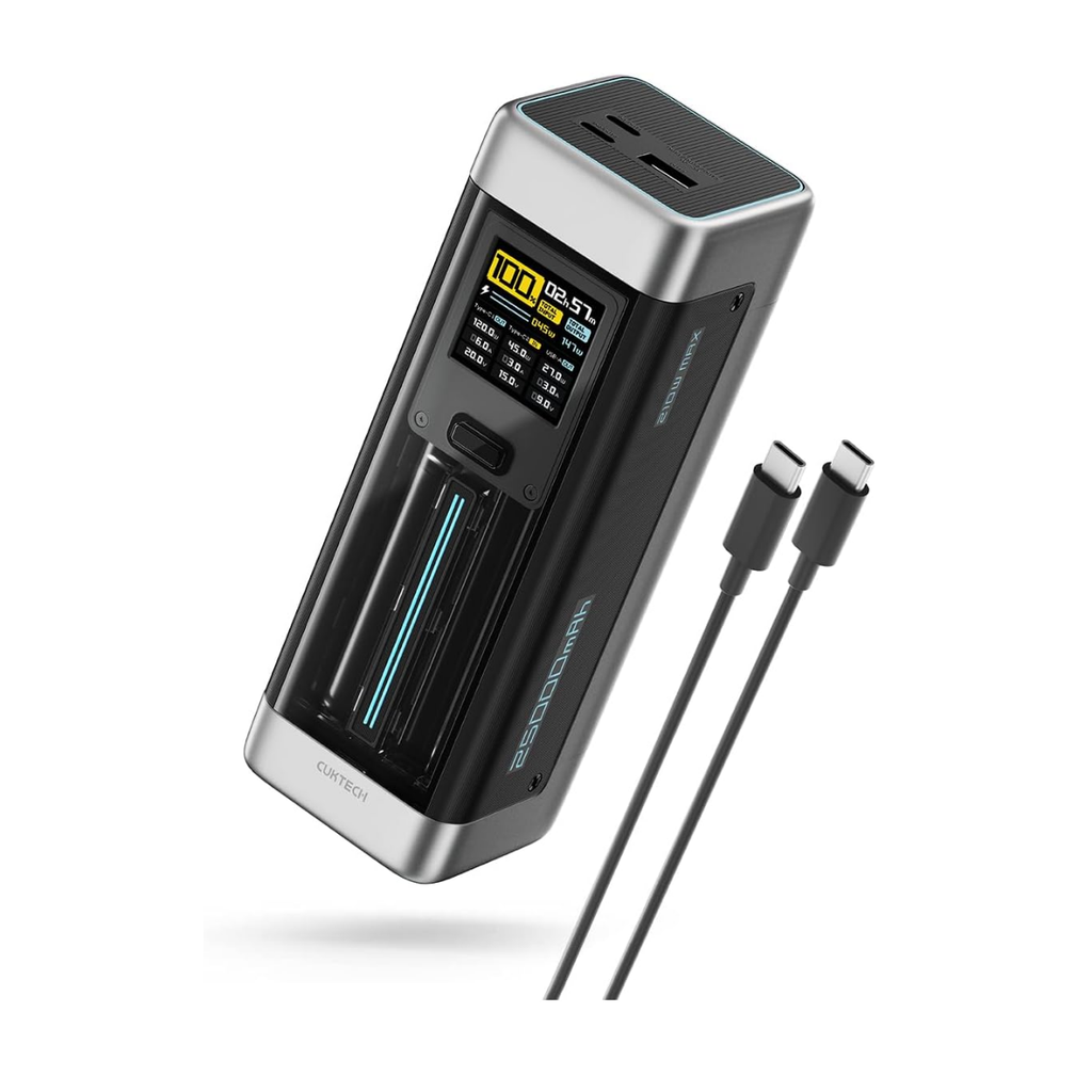 CUKTECH 20 Powerbank 25000 mAh | 210 W PD3.1 Süper Hızlı Şarj | 3 Port (2C1A) TFT Ekranlı Taşınabilir Şarj Cihazı – Laptop, MacBook, iPhone, Samsung, Xiaomi ile Uyumlu