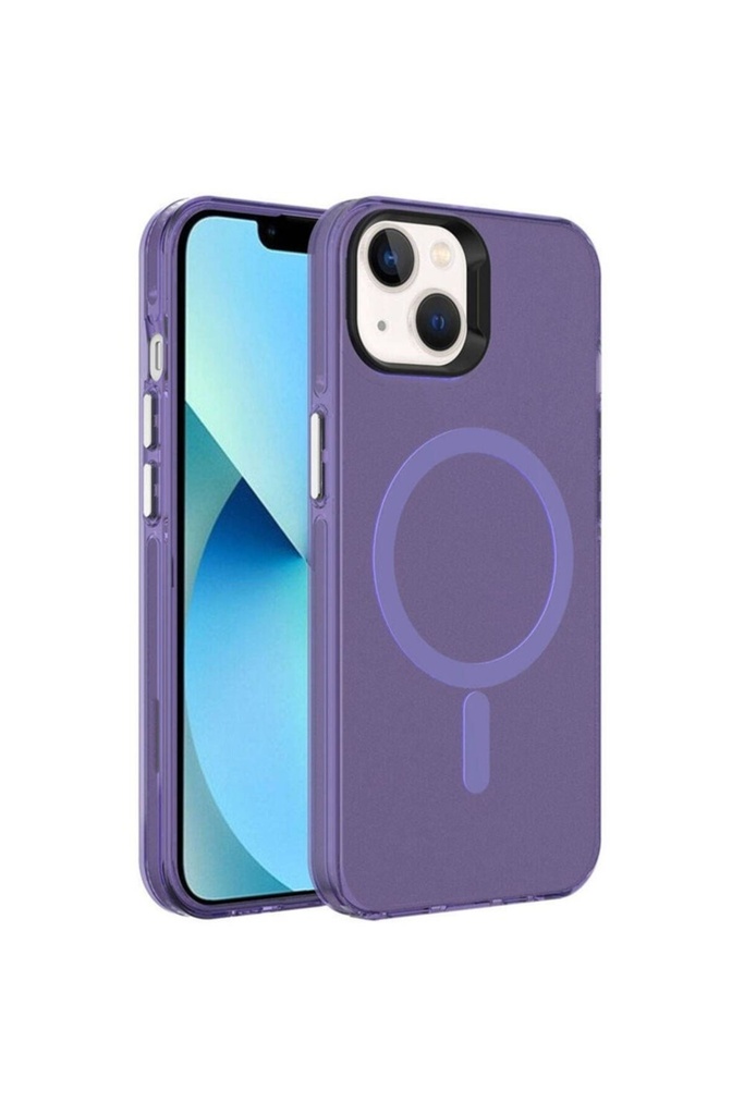 Apple iPhone 15 Plus Uyumlu Kılıf Zore M-safe Şarj Özellikli Buzlu Transparan C-Pro Sert Kapak