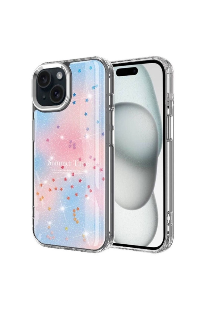 Apple iPhone 14 Uyumlu Kılıf Simli Desenli Parlak Zore Task Kapak