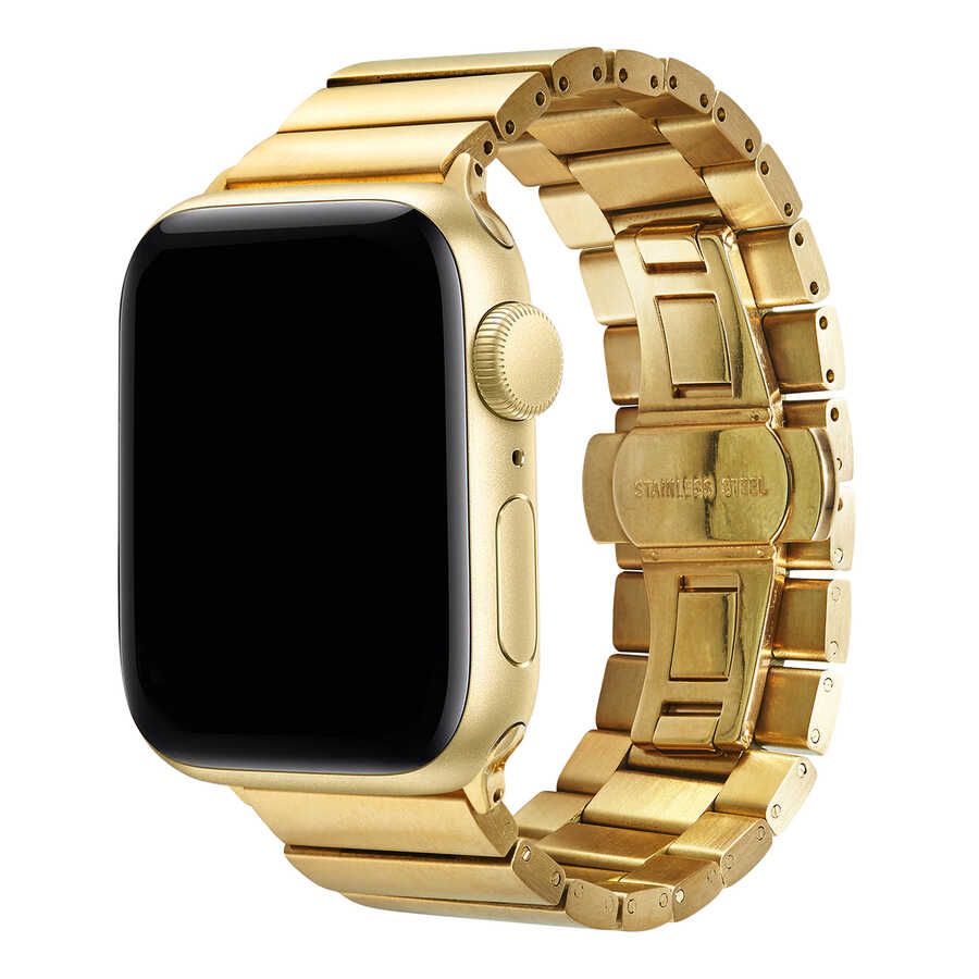 Apple Watch 44mm Uyumlu Kordon Metal Paslanmaz KRD-41 Kayış