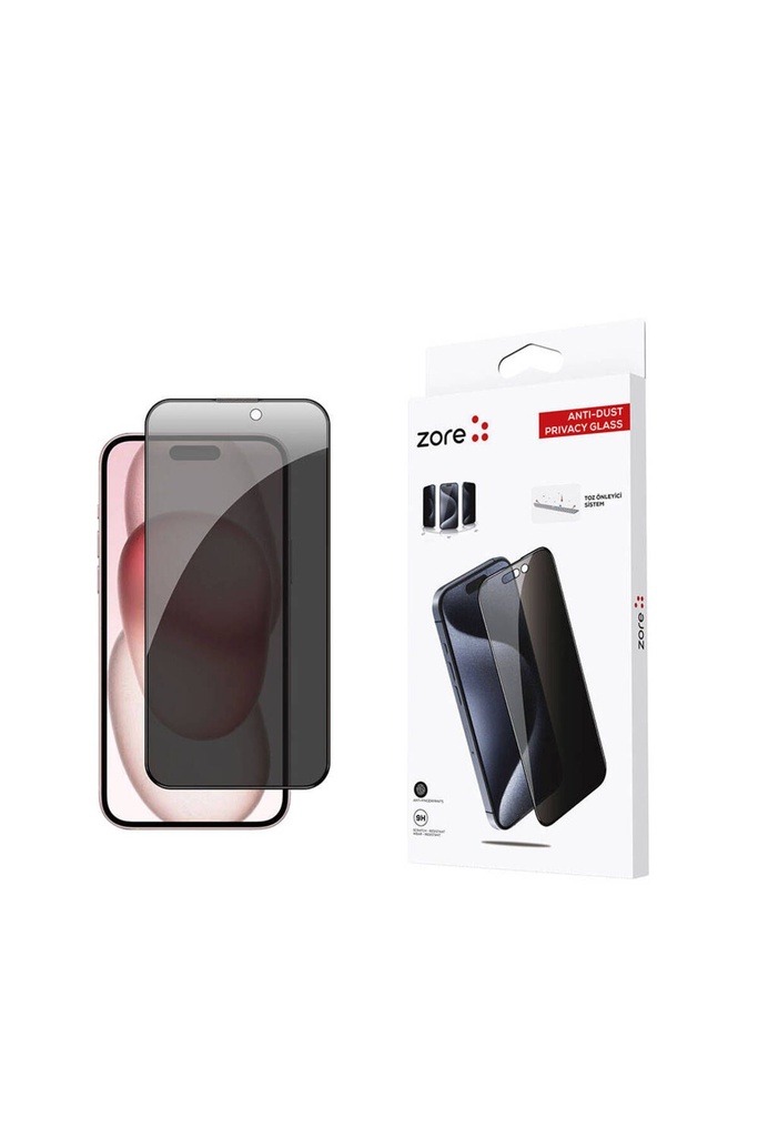 Apple iPhone 15 Plus Uyumlu Zore Anti-Dust Privacy Temperli Ekran Koruyucu