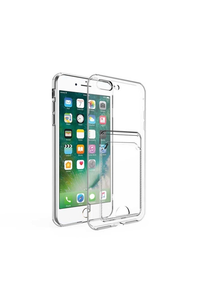 Apple iPhone 8 Plus Uyumlu Kılıf Kartlıklı Şeffaf Zore Setra Clear Silikon Kapak
