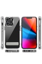 Apple iPhone 13 Pro Uyumlu Kılıf Standlı Şeffaf Silikon Zore L-Stand Kapak
