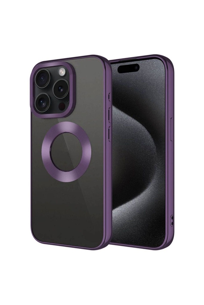 Apple iPhone 15 Pro Max Uyumlu Kılıf Tek Kamera Çerçeveli Logo Gösteren Zore Omega Kapak