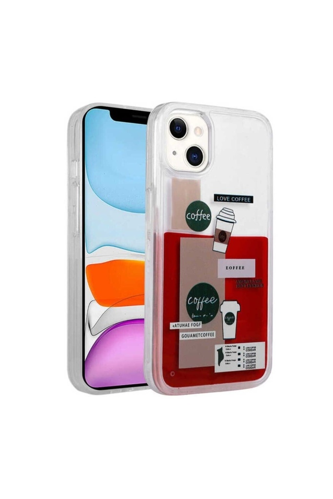 Apple iPhone 13 Uyumlu Kılıf Desenli Sıvılı Zore Drink Silikon Kapak