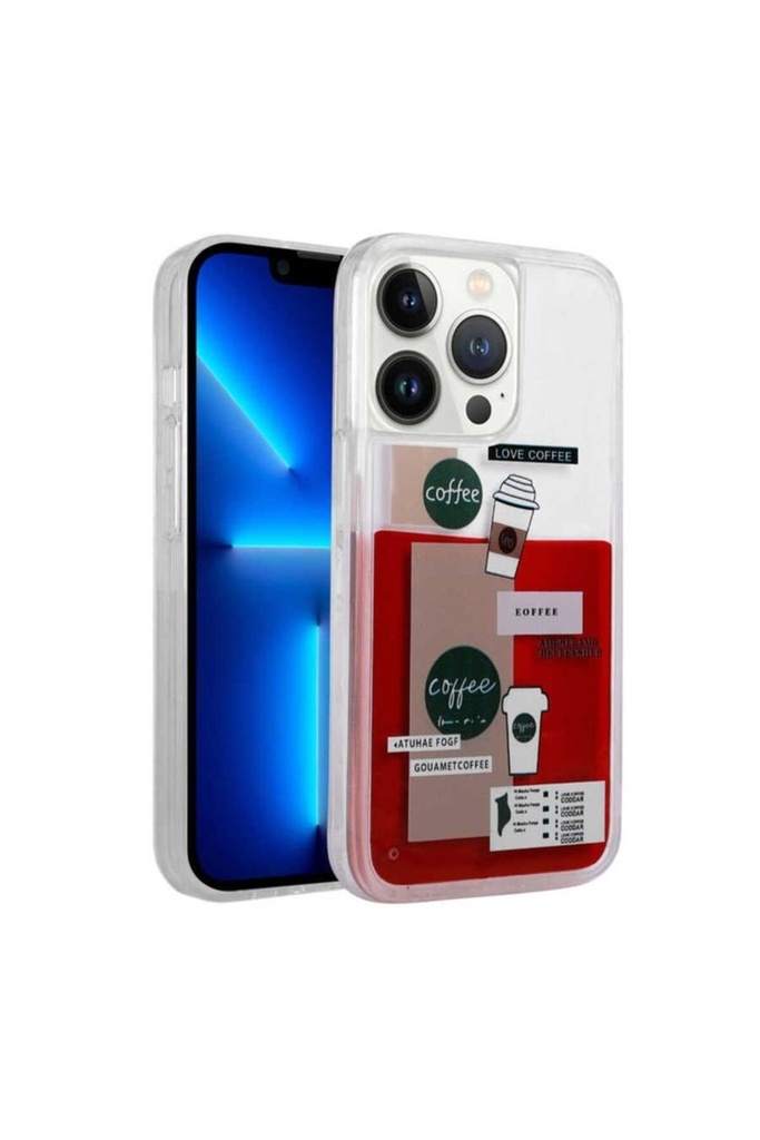 Apple iPhone 12 Pro Max Uyumlu Kılıf Desenli Sıvılı Zore Drink Silikon Kapak