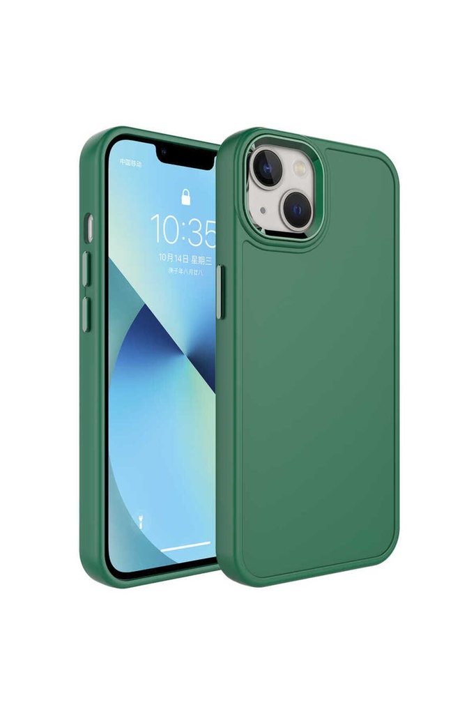 Apple iPhone 13 Uyumlu Kılıf Metal Çerçeve ve Buton Tasarımlı Sert Zore Botox Kapak