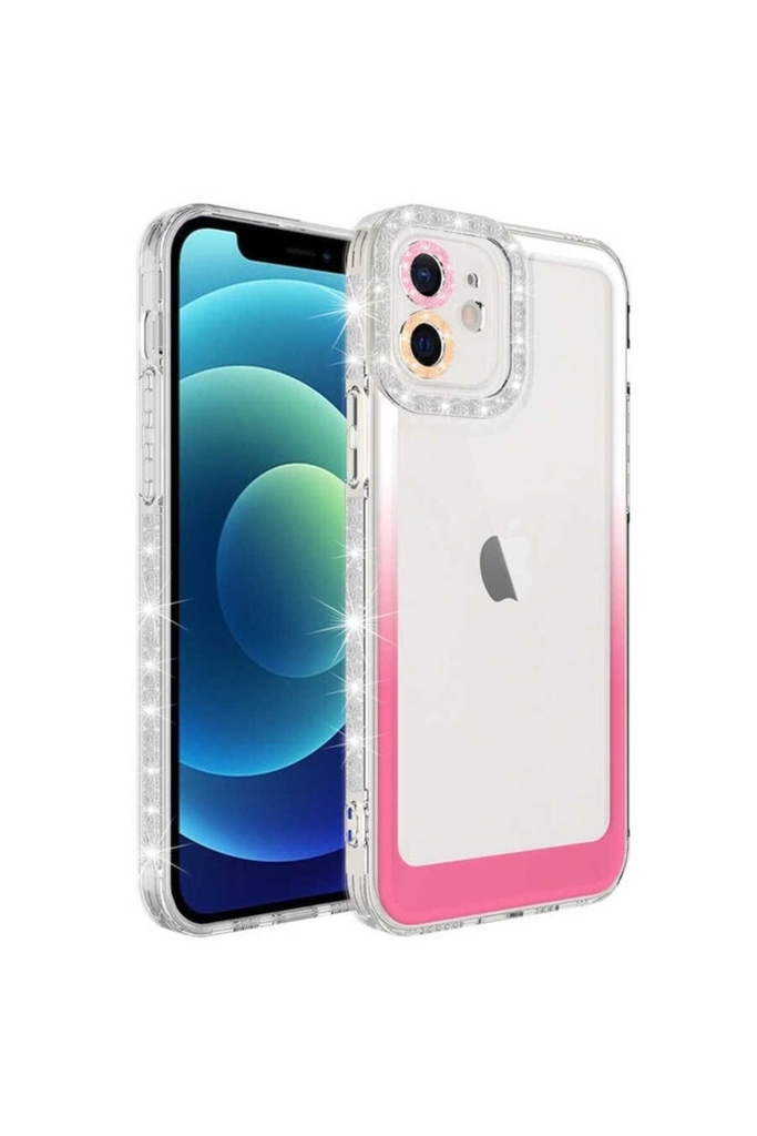 Apple iPhone 12 Uyumlu Kılıf Simli ve Renk Geçiş Tasarımlı Lens Korumalı Zore Park Kapak