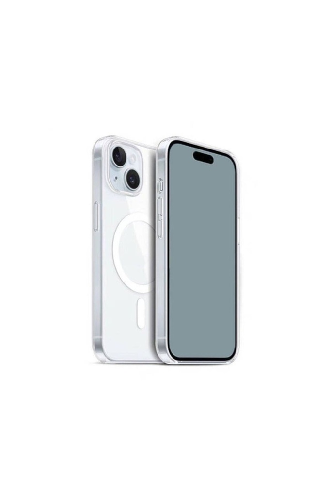 Apple iPhone 15 Plus Uyumlu Kılıf M-safe Şarj Özellikli Şeffaf Sert PC Zore Embos Kapak