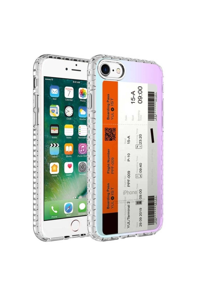 Apple iPhone SE 2020 Uyumlu Kılıf Airbag Kenarlı Renkli Desenli Silikon Zore Elegans Kapak