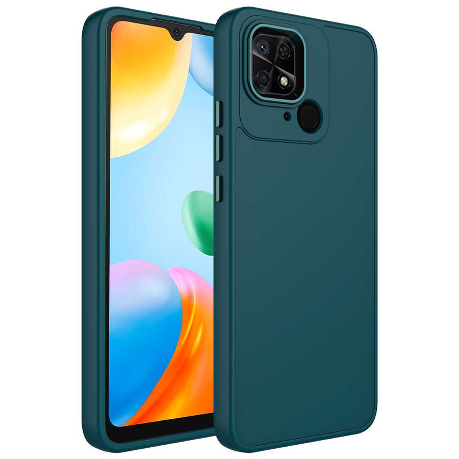 Xiaomi Redmi 10C Uyumlu Kılıf Metal Çerçeve ve Buton Tasarımlı Silikon Zore Luna Kapak