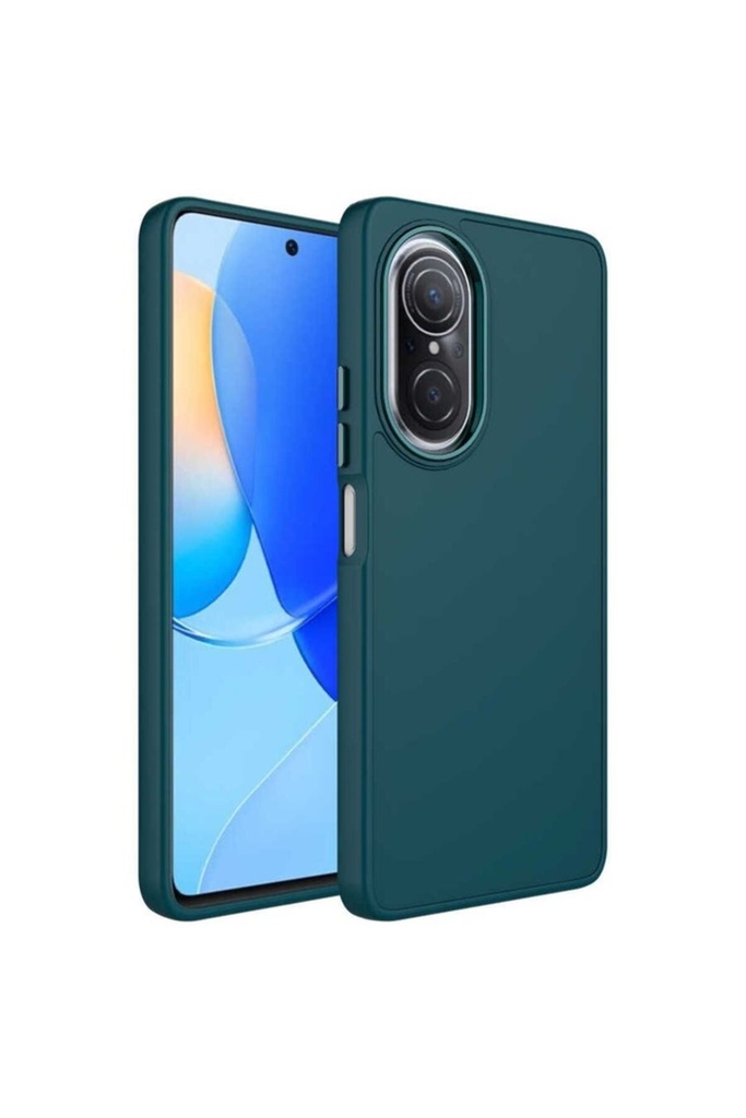 Huawei Nova 9 SE Uyumlu Kılıf Metal Çerçeve ve Buton Tasarımlı Silikon Zore Luna Kapak