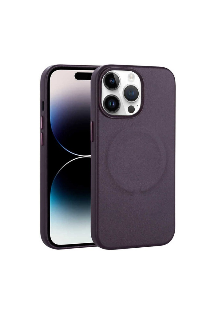 Apple iPhone 14 Pro Uyumlu Kılıf PU Deri M-safe Wireless Şarj Özellikli Zore Derix Kapak