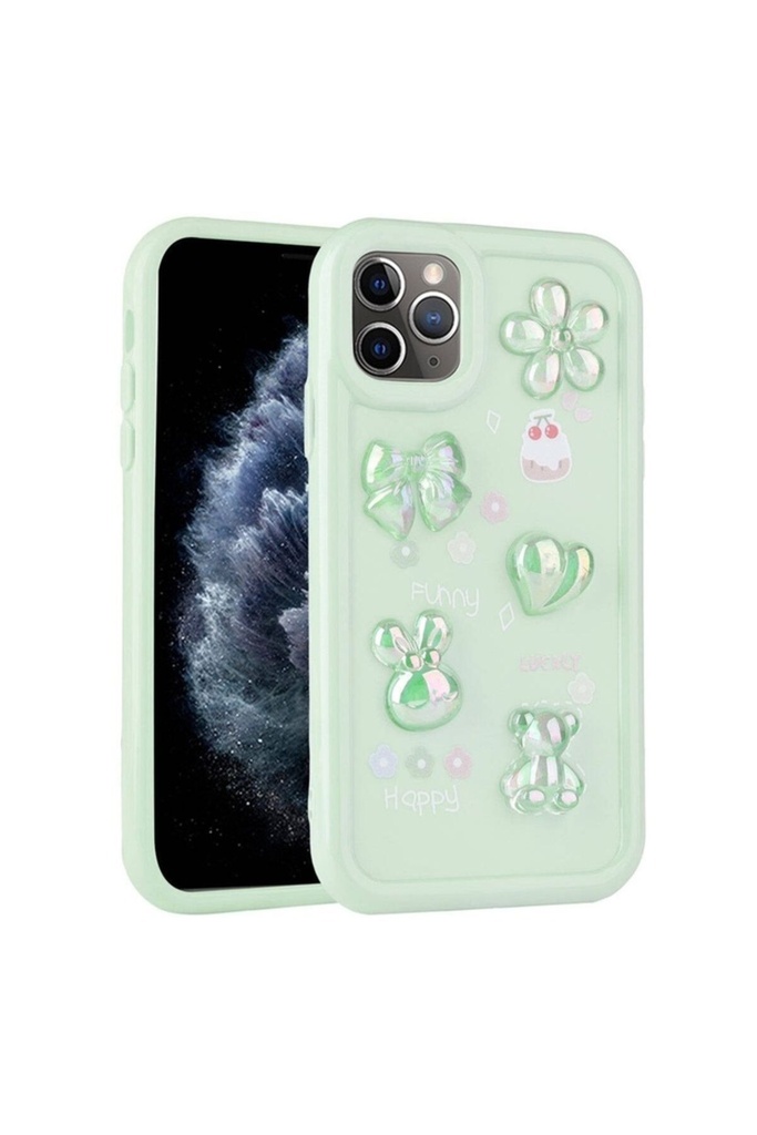Apple iPhone 11 Pro Max Uyumlu Kılıf Kabartma Figürlü Parlak Zore Toys Silikon Kapak