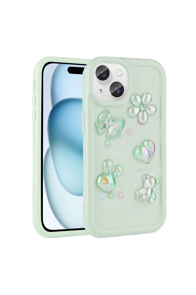 Apple iPhone 13 Uyumlu Kılıf Kabartma Figürlü Parlak Zore Toys Silikon Kapak