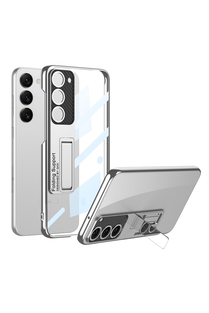 Samsung Galaxy S23 Uyumlu Kılıf Kamera Korumalı Şeffaf Tasarımlı Zore Lego Standlı Kapak