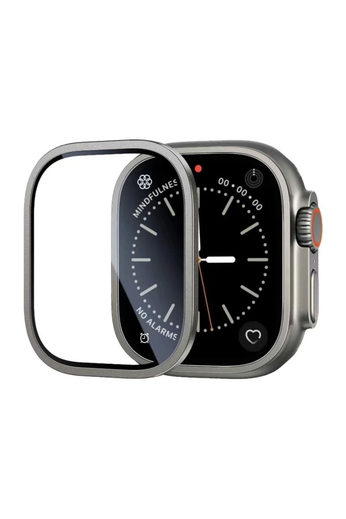 Apple Watch Ultra 49mm Uyumlu Zore ALM-01 Metal Çerçeveli Ekran Koruyucu