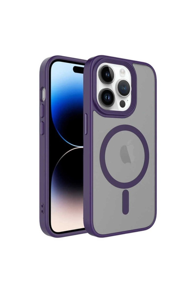 Apple iPhone 13 Pro Max Uyumlu Kılıf Mat Arka Yüzey Wireless Şarj Özellikli Zore Flet M-safe Kapak