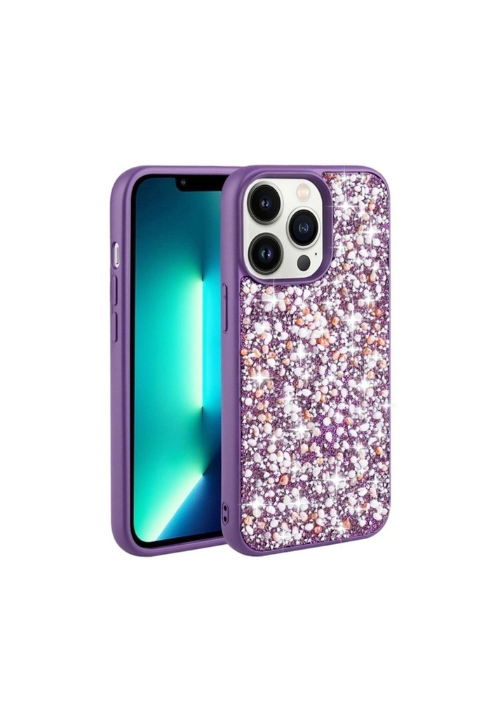 Apple iPhone 13 Pro Max Uyumlu Kılıf Parlak Taşlı Tasarım Zore Linea Kapak