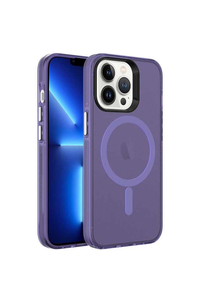 Apple iPhone 13 Pro Max Uyumlu Kılıf Zore M-safe Şarj Özellikli Buzlu Transparan C-Pro Sert Kapak