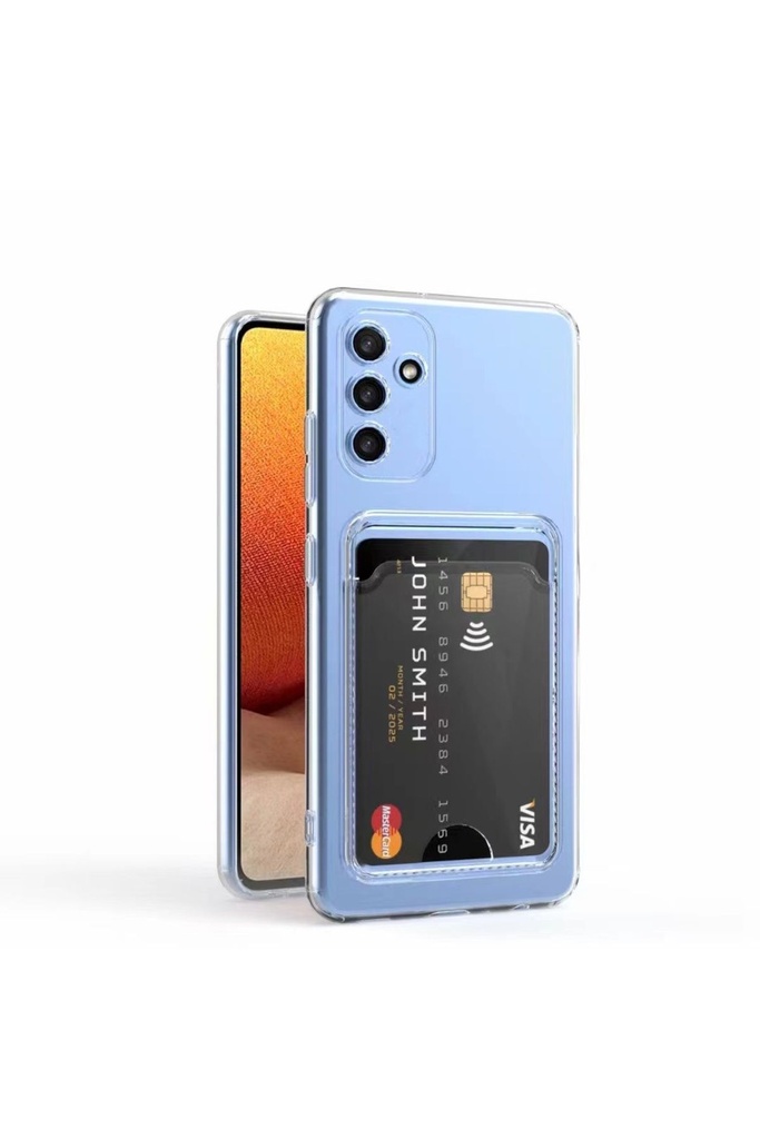 Samsung Galaxy A14 Uyumlu Kılıf Kartlıklı Şeffaf Zore Setra Clear Silikon Kapak