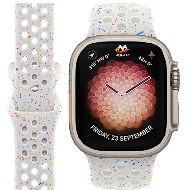 Apple Watch 44mm Uyumlu Kordon Silikon Esnek Yumuşak Delikli Spor KRD-02 Kayış