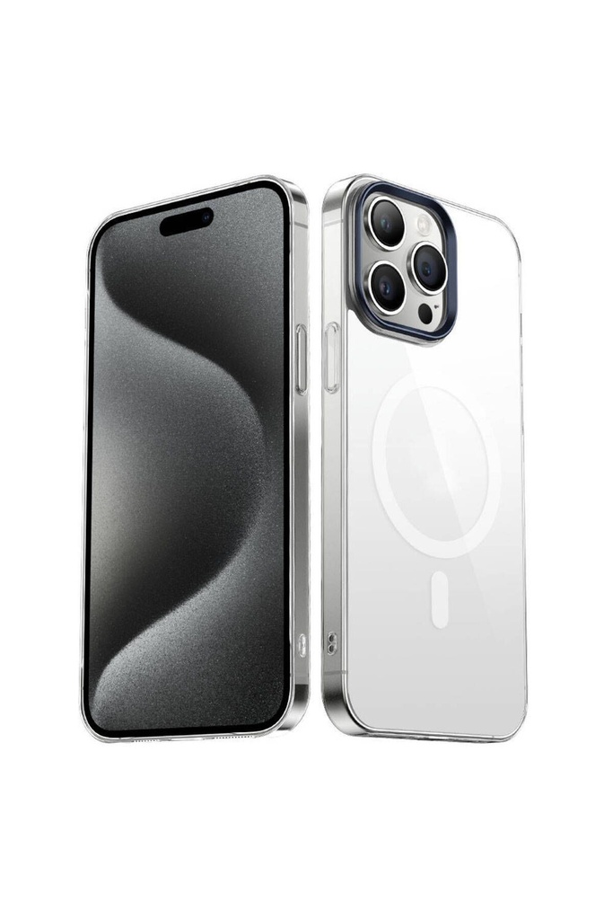 Apple iPhone 15 Pro Max Uyumlu Kılıf Zore Wireless Şarj Özellikli Şeffaf G-Glass Kapak