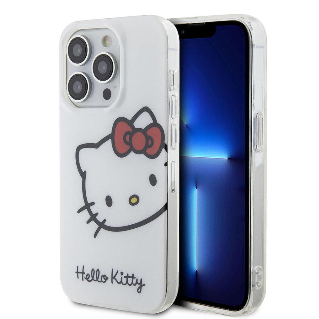 Apple iPhone 15 Pro Max Uyumlu Kılıf Hello Kitty Orjinal Lisanslı Yazı ve İkonik Logolu Kitty Head Kapak