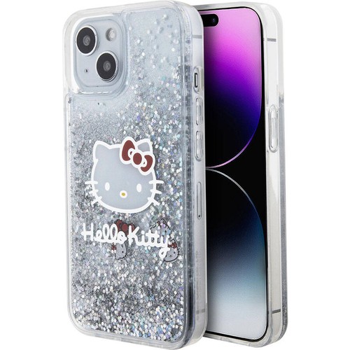 Apple iPhone 15 Uyumlu Kılıf Hello Kitty Orjinal Lisanslı İkonik Sıvılı Glitter Kapak