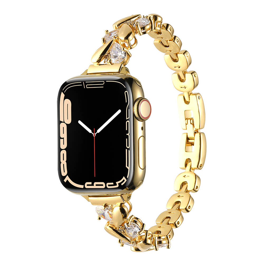 Apple Watch 42mm Uyumlu Kordon Metal Taşlı Luxury Paslanmaz Zore KRD-103 Kayış