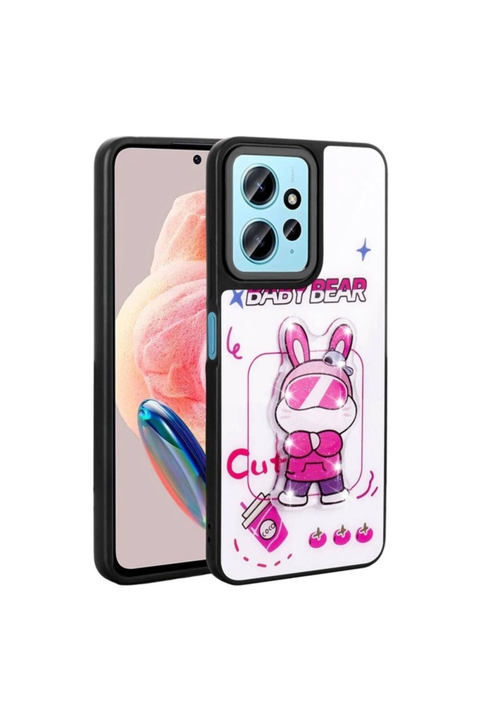Xiaomi Redmi Note 12 4G Uyumlu Kılıf Parlayan Kabartmalı İkonik Figürlü Zore Amas Silikon Kapak