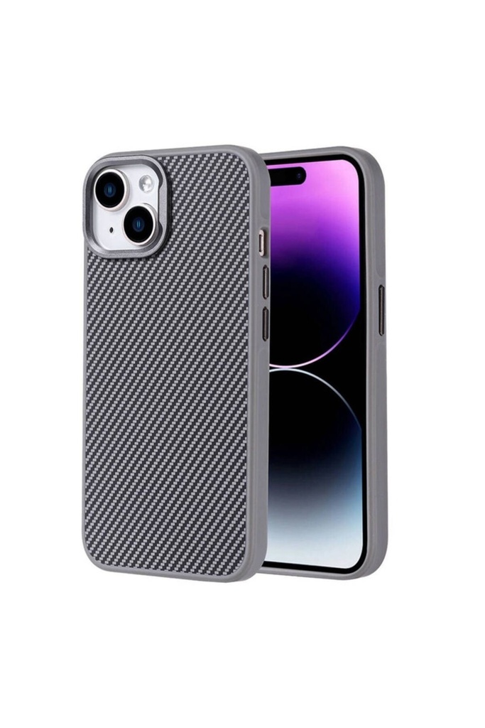 Apple iPhone 14 Uyumlu Kılıf M-safe Şarj Özellikli Karbon Fiber Görünümlü Zore Troy Kapak