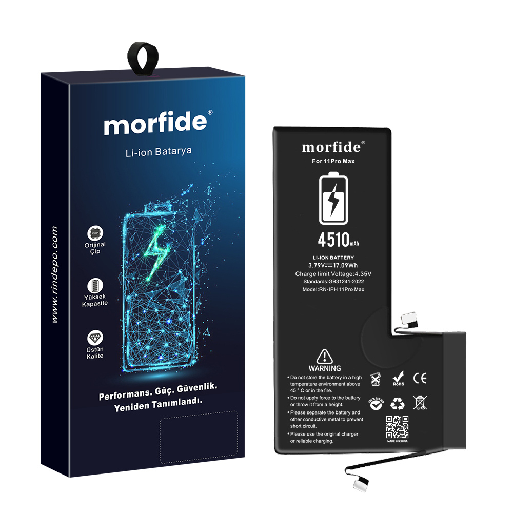 Apple iPhone 11 Pro Max Uyumlu 4510mAh Yüksek Kapasiteli Batarya Morfide M-Max – A Sınıf Hücre, 15 Ay Garantili